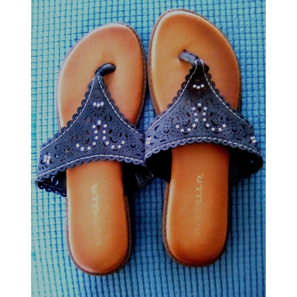 Marbella Womens Summer Open Toe Flip Flop (Black) Sparkly Slip On Sandal Sz 8